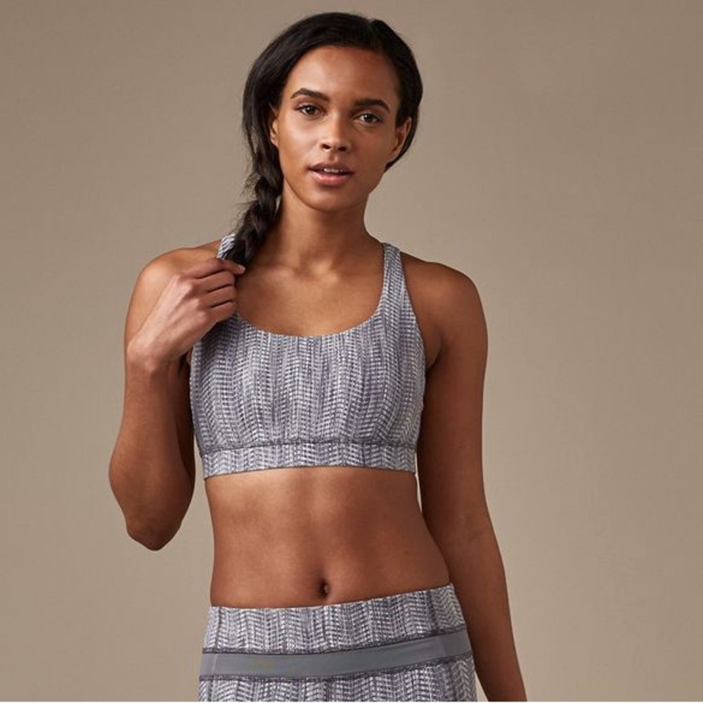 LULULEMON Energy Bra Power Luxtreme Arrow Jacquard Battleship Silver Spoon